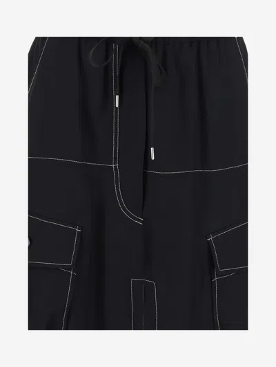 Pinko Solid Color Gulp Cargo Skirt With Frontal Split And Visible