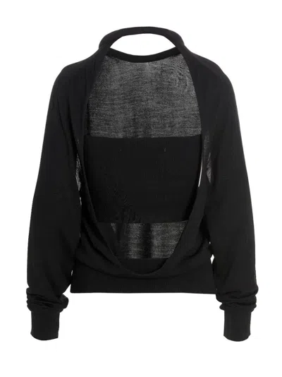 Ramael Cut Out Insert Top Sweater Sweaters And Cardigans Black