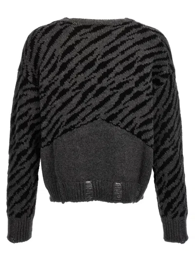 Rhude Zebra Crew Neck Sweater With Ribbed Cuffs