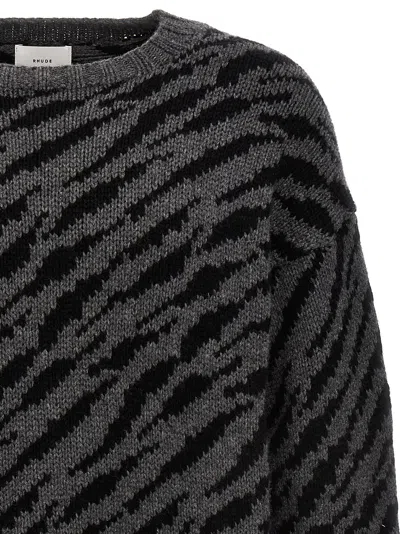 Rhude Zebra Crew Neck Sweater With Ribbed Cuffs