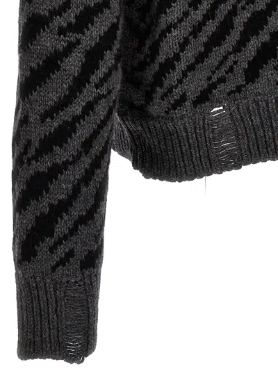 Rhude Zebra Crew Neck Sweater With Ribbed Cuffs