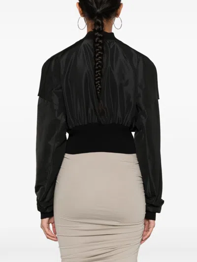 Rick Owens Black Round Collar Polyester Bomber