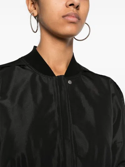 Rick Owens Black Round Collar Polyester Bomber