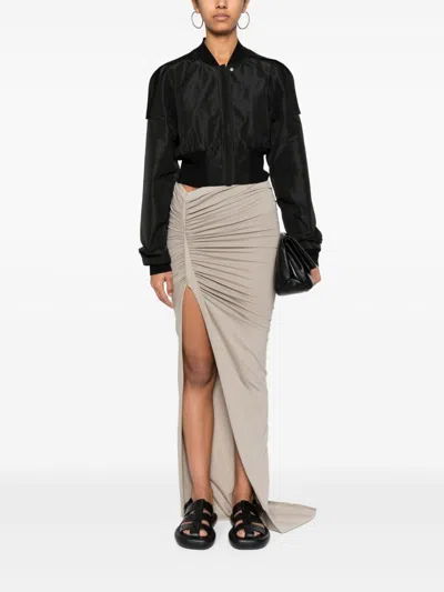 Rick Owens Black Round Collar Polyester Bomber