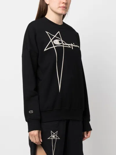 Shop Rick Owens X Champions Logo Cotton Sweatshirt