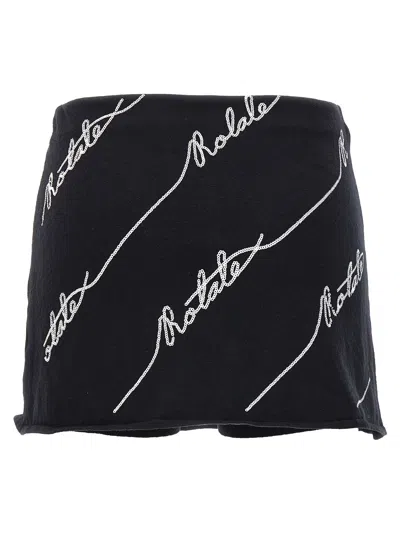 Rotate Birger Christensen Rotate Women Cotton Blend Shorts With Contrasting Logo In Black