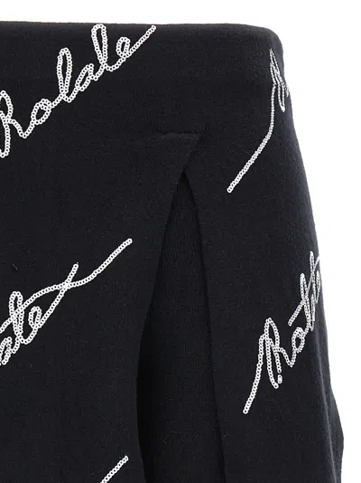 Rotate Birger Christensen Rotate Women Cotton Blend Shorts With Contrasting Logo In Black