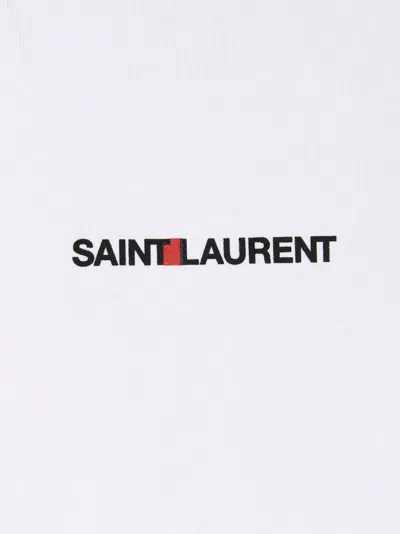Saint Laurent Cotton T-shirt With Frontal Iconic Print In White