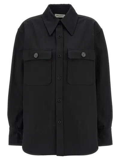 Saint Laurent Saharienne Twill Cotton Shirt