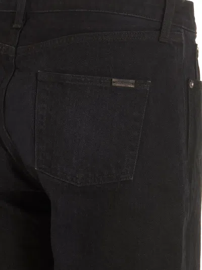 Saint Laurent Black Denim Shorts With Frayed Edge