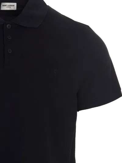 Saint Laurent Shirt With Polo Collar And Short Sleeves In Black