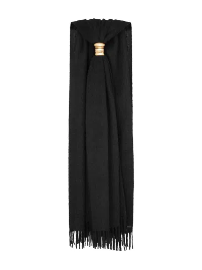 Saint Laurent Fringes Wool Blend Scarf