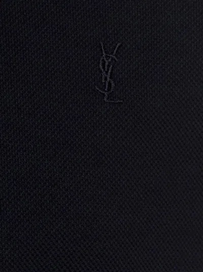 Saint Laurent Shirt With Polo Collar And Short Sleeves In Black