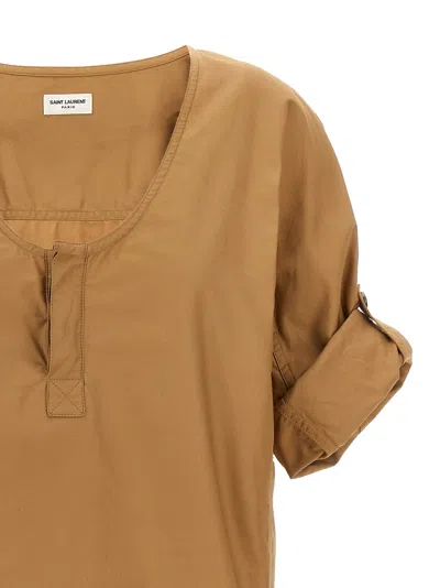 Saint Laurent Top In Twill Cammello Donna
