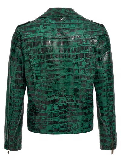 Shop Salvatore Santoro Croc Print Leather Jacket