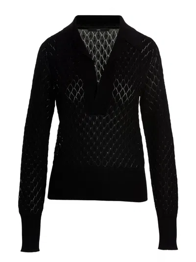 Sapio Diamond Pattern Knit Polo Shirt