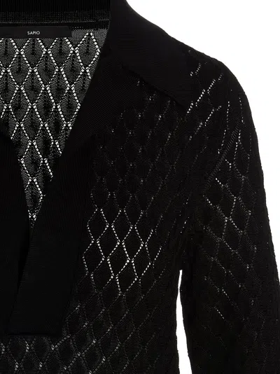Sapio Diamond Pattern Knit Polo Shirt