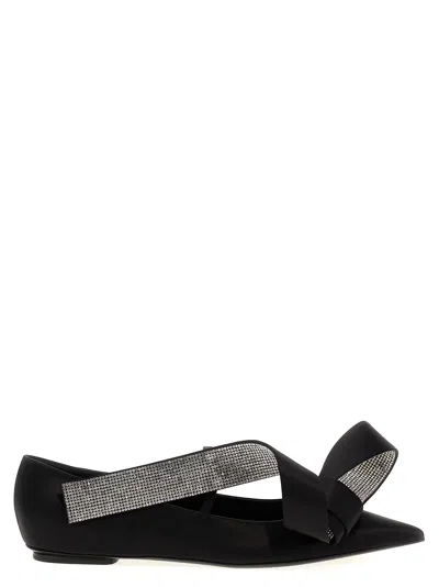 Sergio Rossi Bow Embellished Pointed Toe Ballet Flats