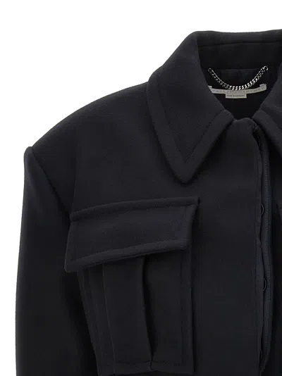 Stella Mccartney Cropped Wool Jacket With Button Closure In Black