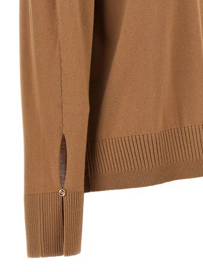 Stella Mccartney Ribbed Crew Neck Knitwear With Button Detail