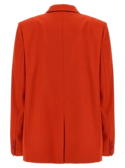 Stella Mccartney Double-breasted Wool Flannel Blazer With Peak Lapels In Red