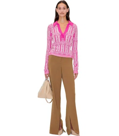 Shop Stine Goya Leah Coffee Brown Flare Trousers