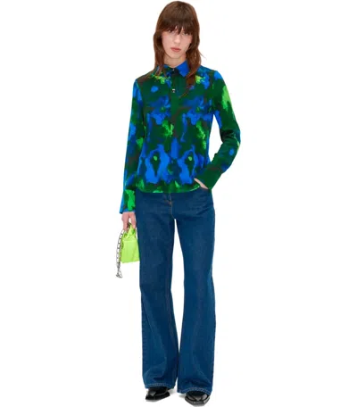 Shop Stine Goya Rija Blue And Green Shirt
