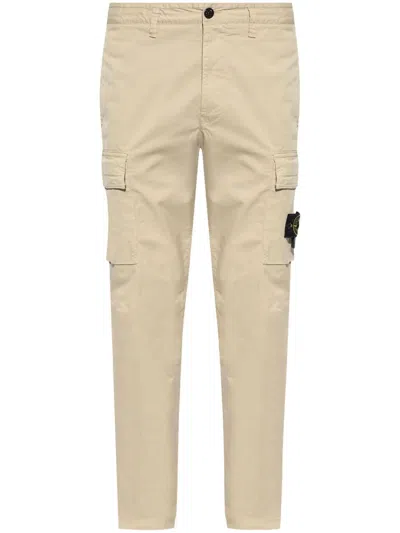 Shop Stone Island Logo Cotton Cargo Trousers