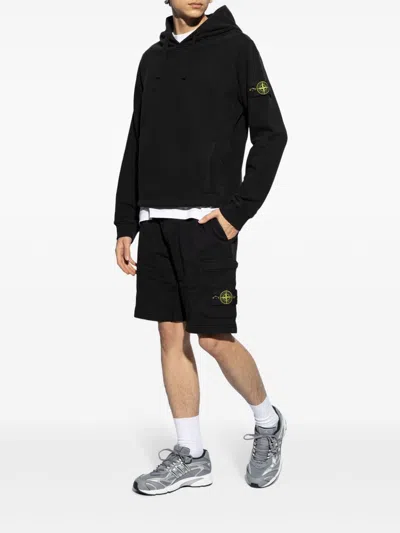 Shop Stone Island Logo Cotton Hoodie