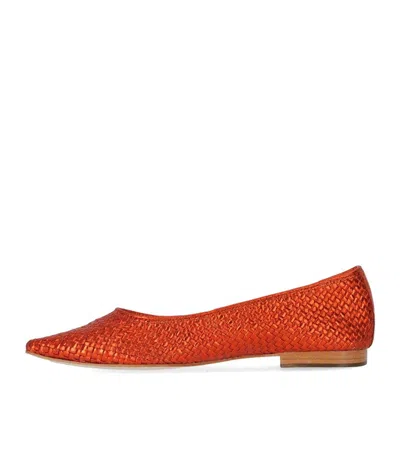 Strategia Woman Ballet Flats Orange Size 8 Leather