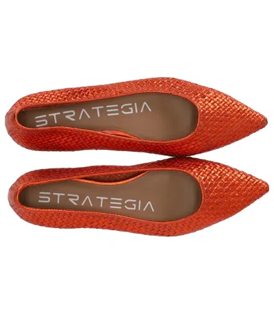 Strategia Woman Ballet Flats Orange Size 8 Leather