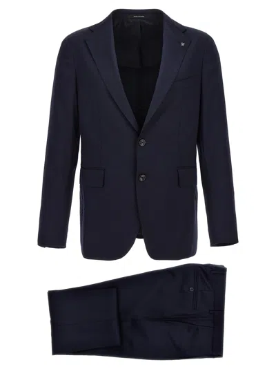 Tagliatore Notch Lapel Single Breasted Suit Dress In Blue