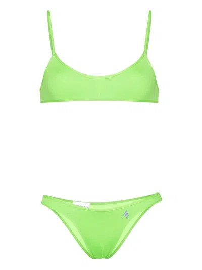 Attico Green Rubberised-logo Bikini