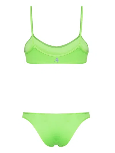 Attico Green Rubberised-logo Bikini