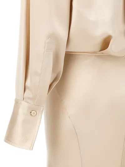 Attico Satin Chemisier Dress Draped Skirt