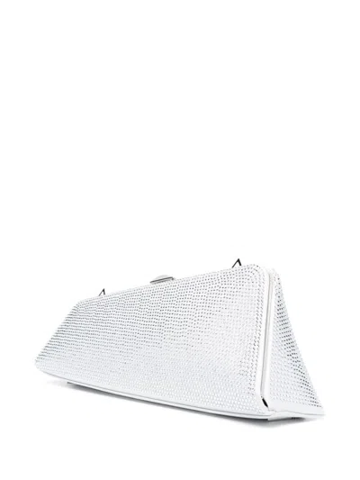 Attico Silver Nights Crystal-embellished Leather Clutch With Detachable Strap