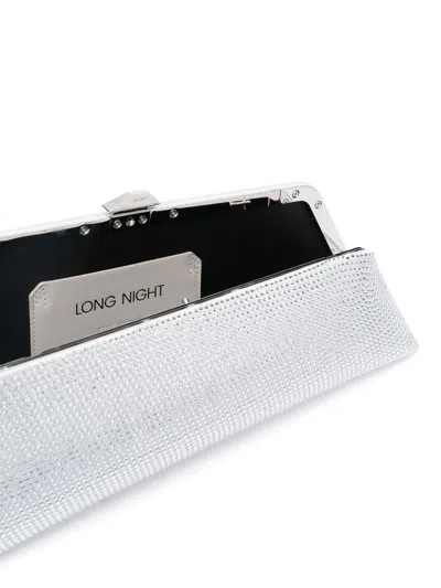 Attico Silver Nights Crystal-embellished Leather Clutch With Detachable Strap