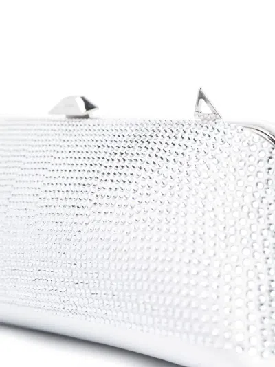 Attico Silver Nights Crystal-embellished Leather Clutch With Detachable Strap