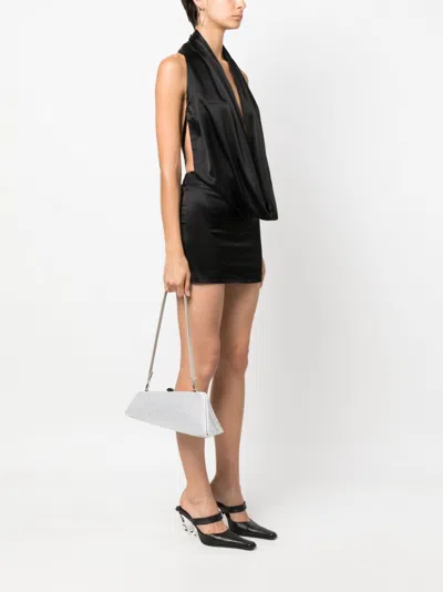 Attico Silver Nights Crystal-embellished Leather Clutch With Detachable Strap