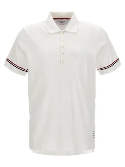 Thom Browne Short-sleeved Navy Polo Shirt With Patch