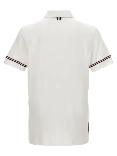 Thom Browne Short-sleeved Navy Polo Shirt With Patch
