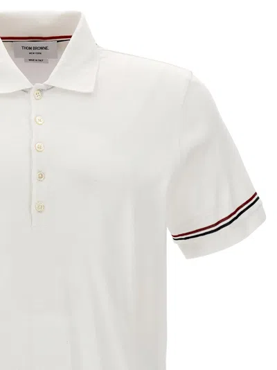 Thom Browne Short-sleeved Navy Polo Shirt With Patch