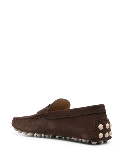 Tod's Man Loafers Chocolate Brown Size 7.5 Leather In Multi