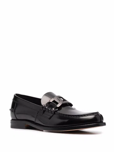 Tod's Polished Block Heel Loafers With Penny Slot