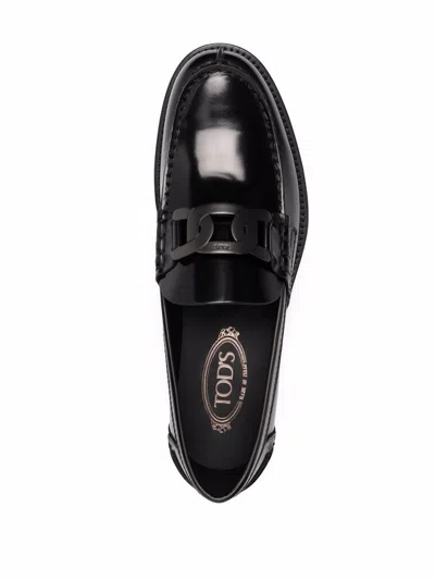 Tod's Polished Block Heel Loafers With Penny Slot
