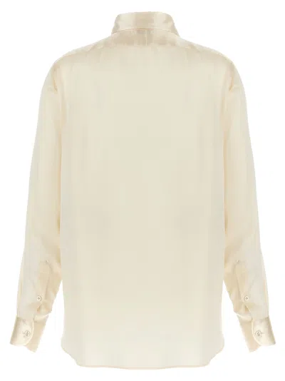Tom Ford Silk Shirt With Pleated Detail And Pointed Collar In Pink