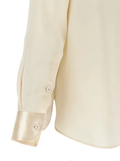 Tom Ford Silk Shirt With Pleated Detail And Pointed Collar In Pink