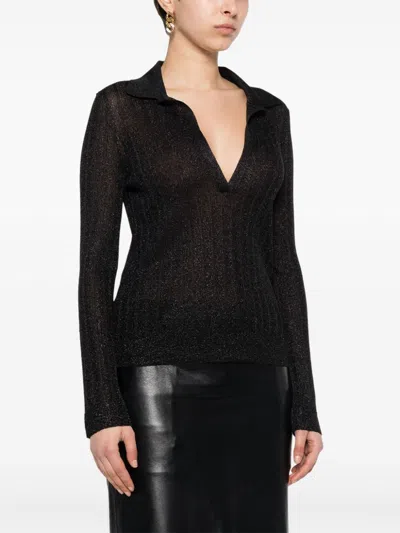 Tom Ford Metallic-threading Knitted Polo Shirt