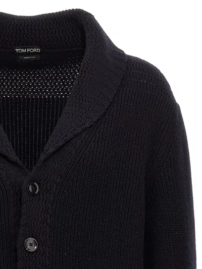 Tom Ford Cashmere Knit Sweater With Buffalo Horn Buttons And Shawl Collar