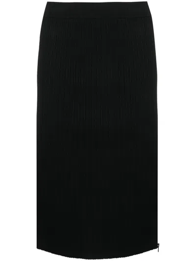 Shop Tom Ford Zipped Ribbed Silk Skirt